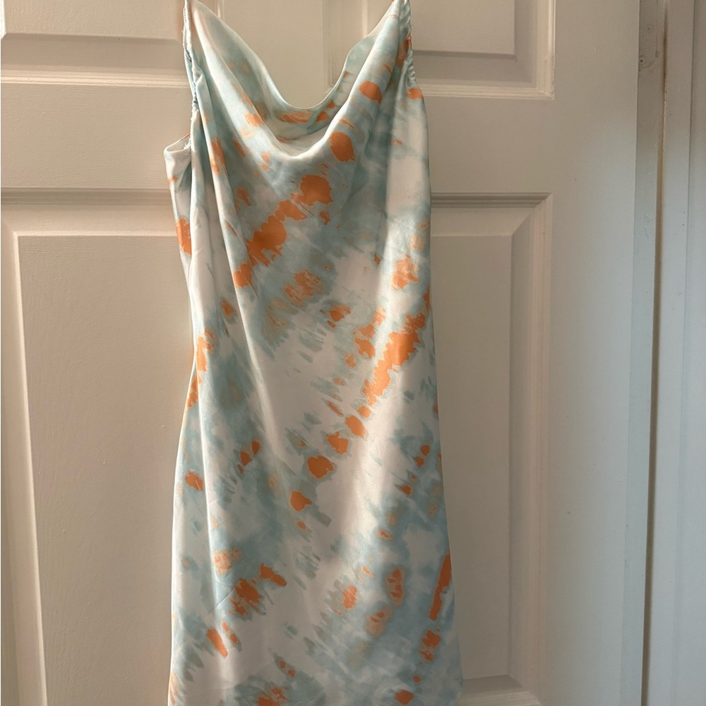 Row A Tie Dye Hammered Satin Slipdress